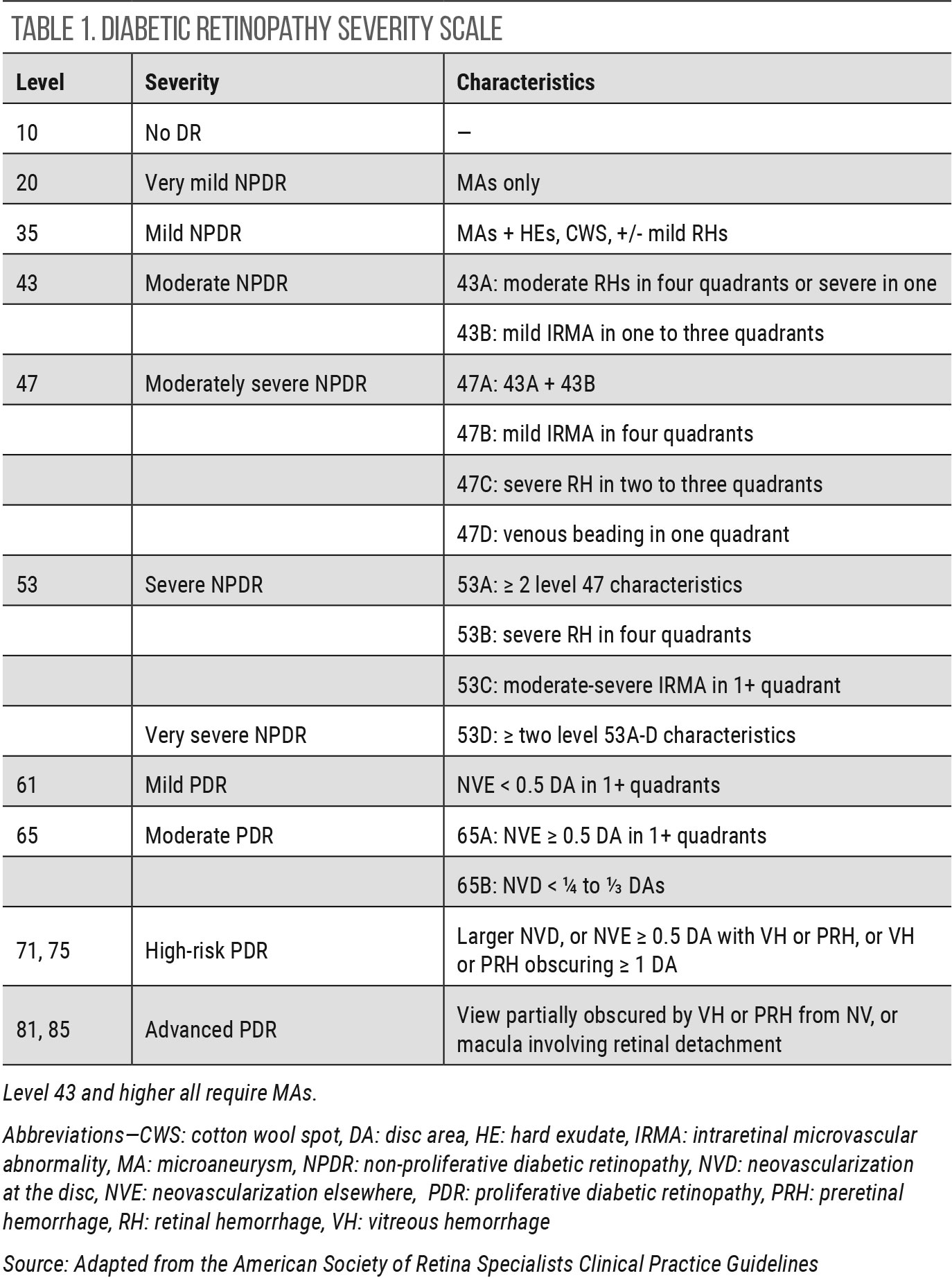 Diabetic Retinopathy Severity Scale