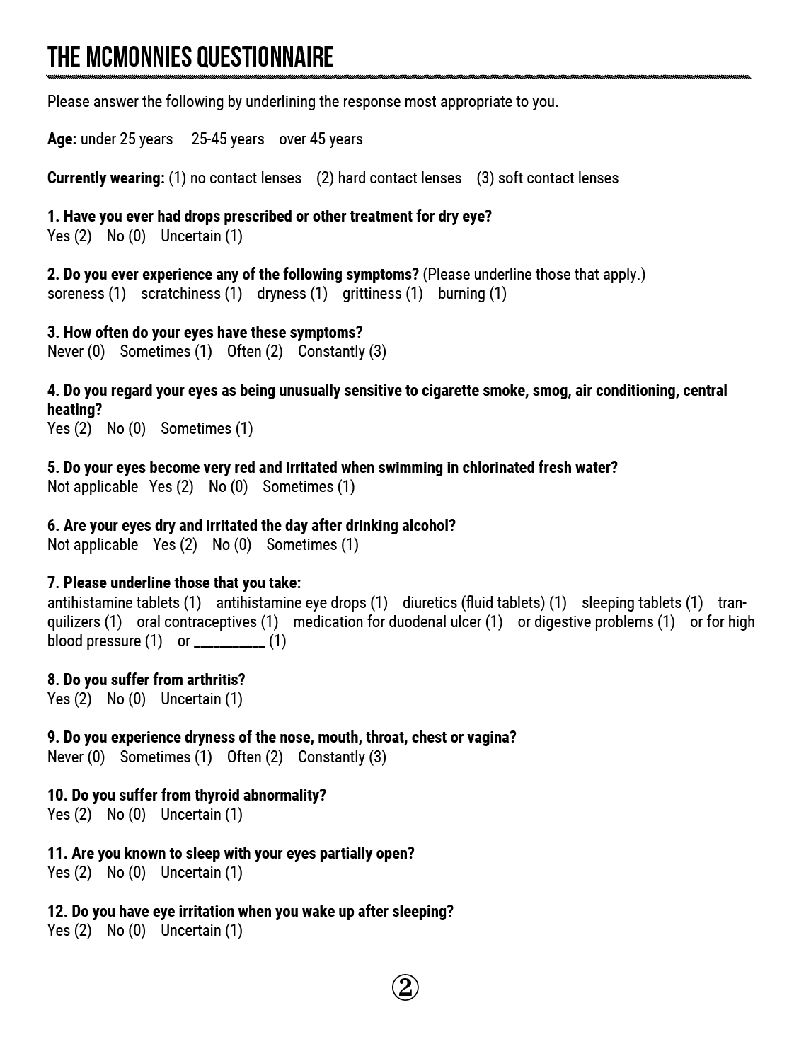 The McMonnies Questionnaire is the oldest of the surveys. It’s also incorporated into the Keratograph 5M.