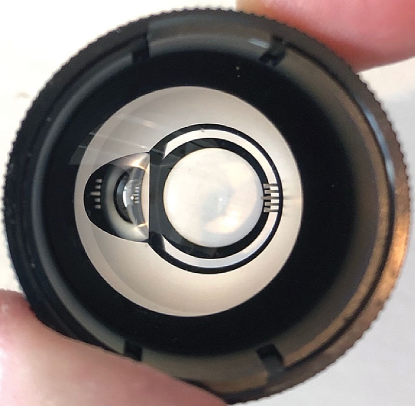 Fig. 3. A single mirror, Latina SLT laser gonio lens with indexing bar.