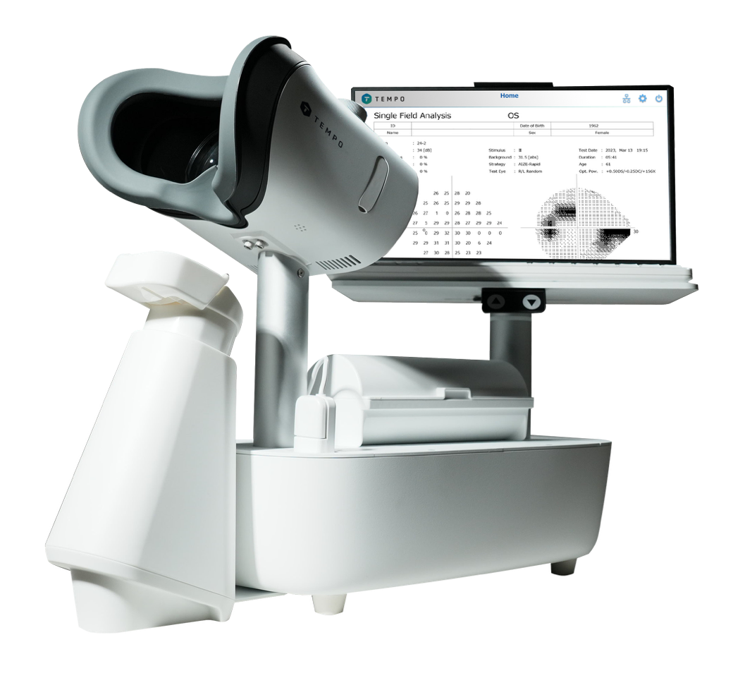 Topcon’s new device, Tempo, offers reliable and repeatable VF test results with less patient chair time, according to the company.