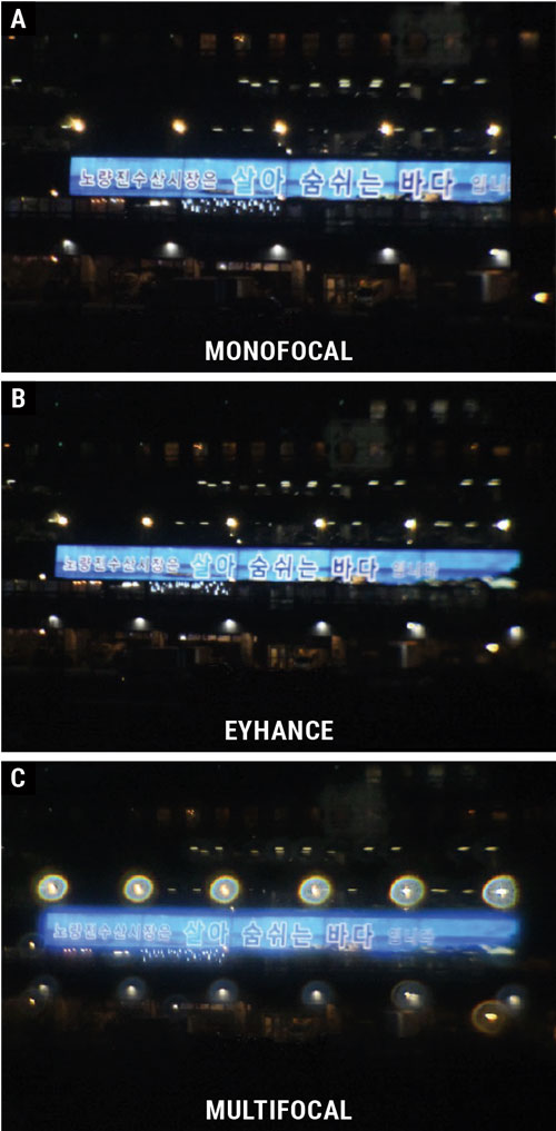 A recent study simulated images for patients when looking at a distance target at night. Oftentimes, visuals such as this can be helpful when describing to a patient what to expect postoperatively.