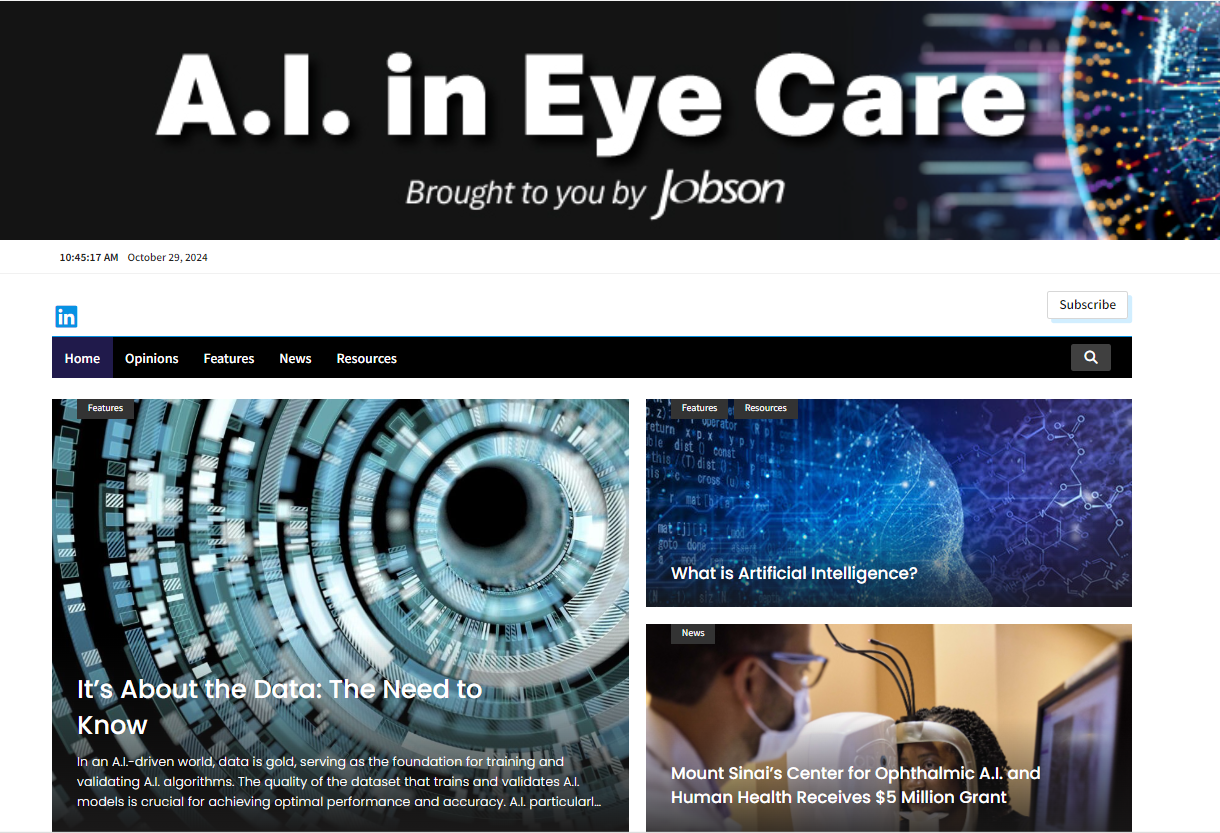 AI in Eye Care will ensure that all eyecare professionals are regularly apprised of how their practices are being digitally transformed by artificial intelligence’s patient care and practice management capabilities.